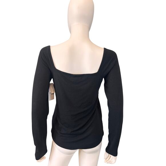 Treasure & Bond NORDSTROM Women's Black Long Sleeve Square Neck Top Size L - Picture 3 of 4